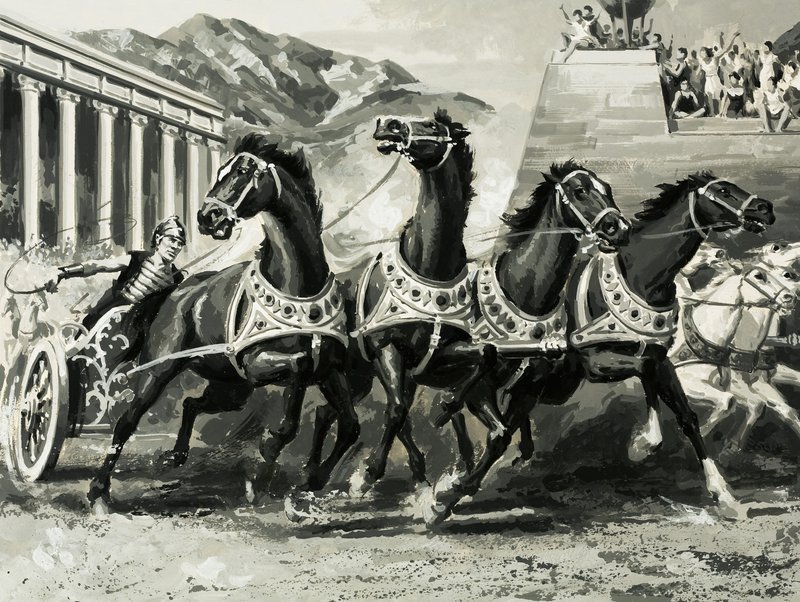 Wagenrennen in het Oude Rome door English School