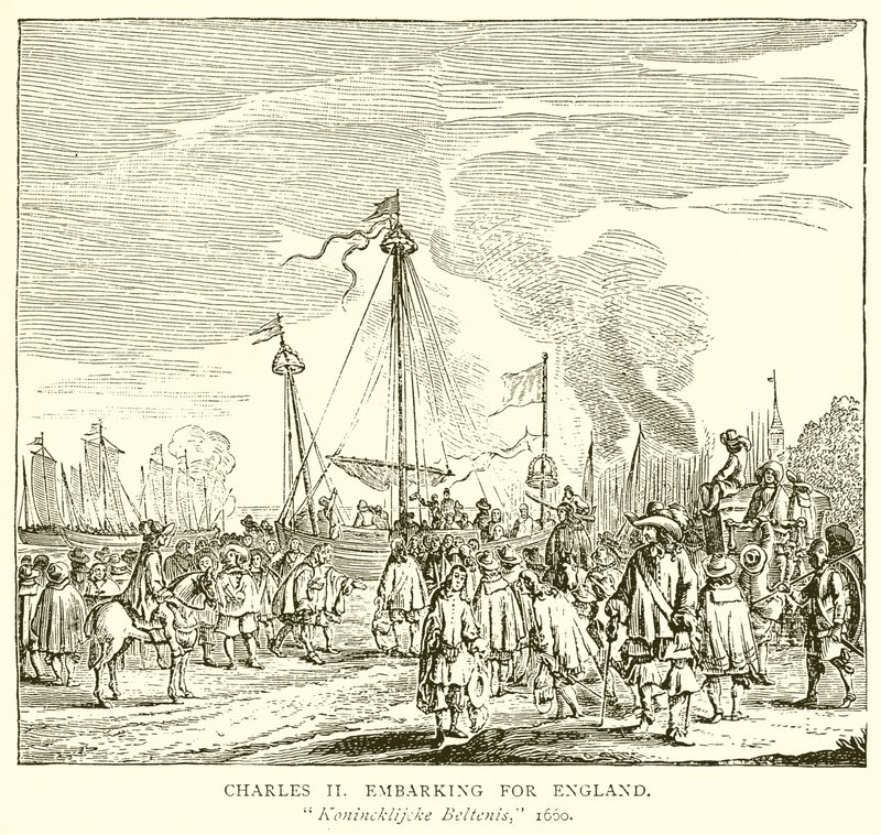 Karel II scheept in naar Engeland door English School