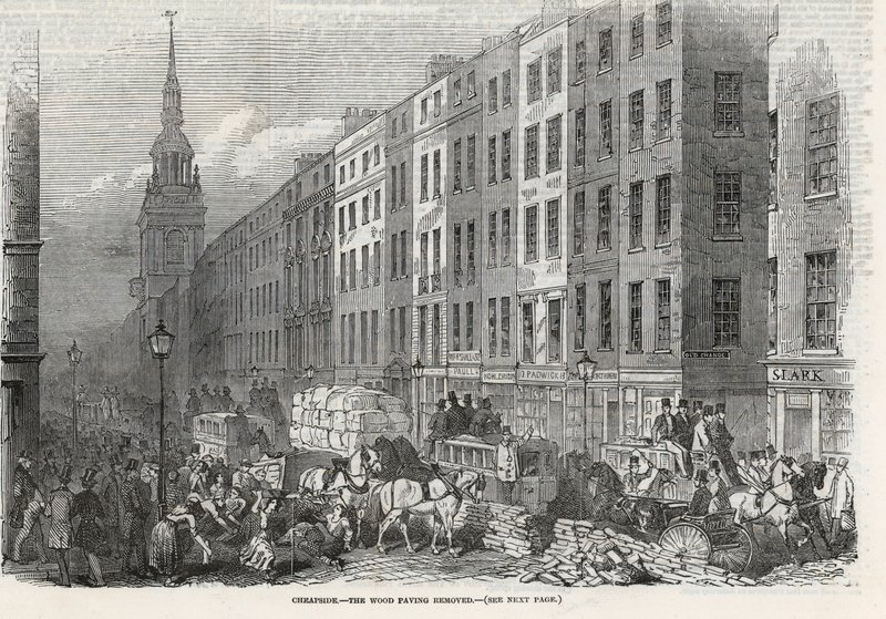 Cheapside - de houtbestrating verwijderd door English School