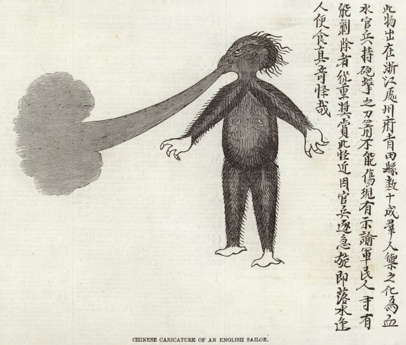 Chinese karikatuur van een Engelse matroos door English School