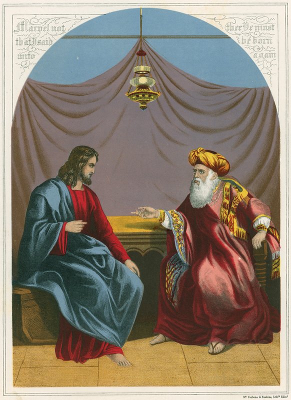 Christus en Nicodemus door English School