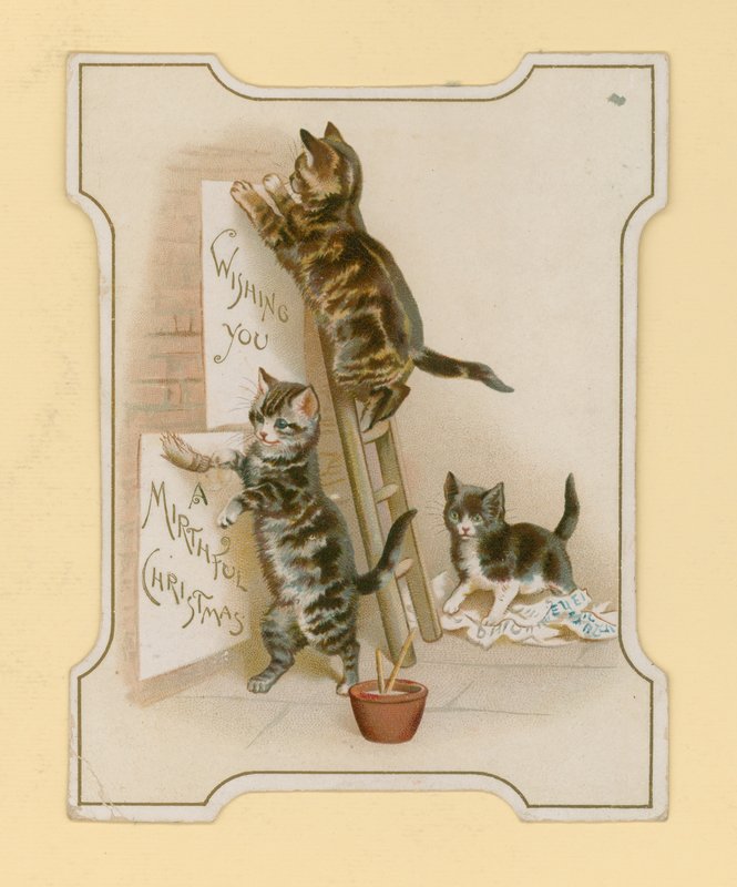 Kerstkaarten, met katten door English School