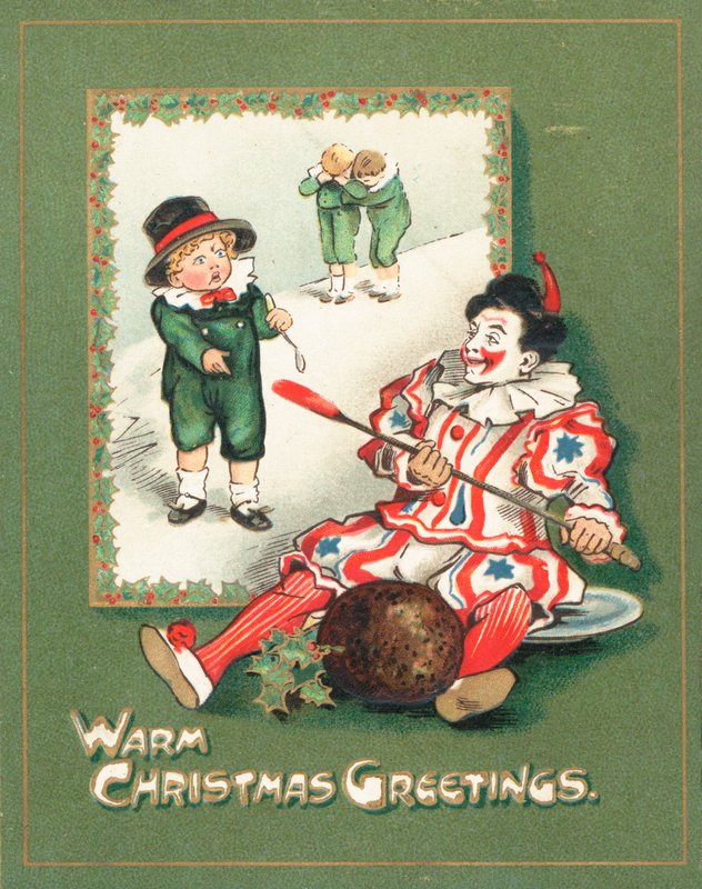 Clown steelt de Pruimenpudding, Kerstkaart door English School