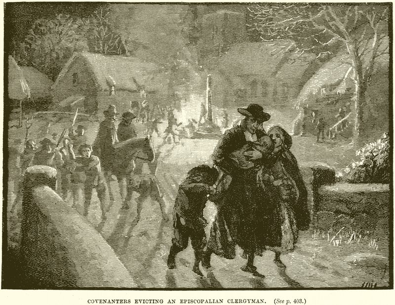 Covenanters Verdrijven een Episcopale Geestelijke door English School