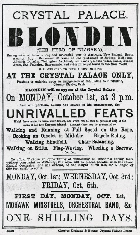 Crystal Palace. Blondin. De held van Niagara door English School