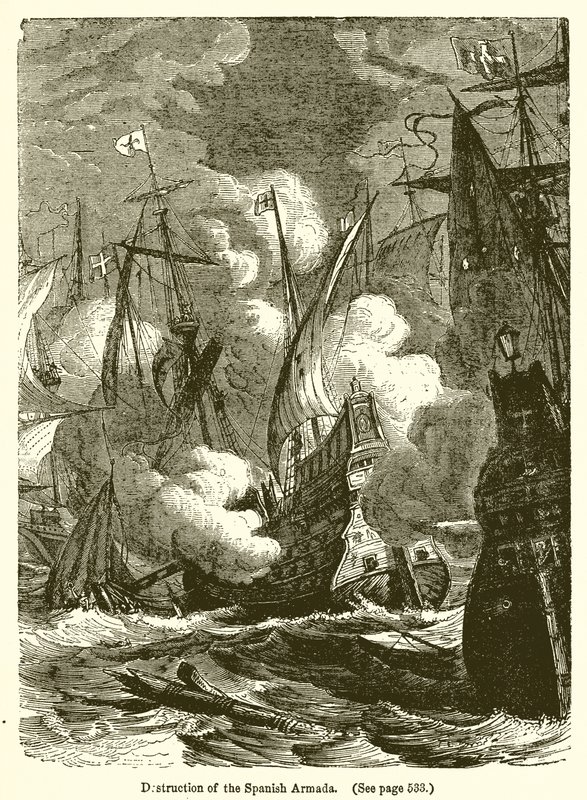 Vernietiging van de Spaanse Armada door English School
