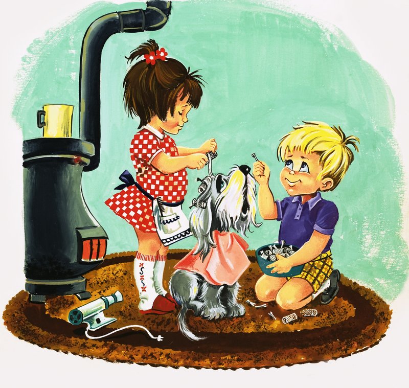 Hond wordt gewassen door English School