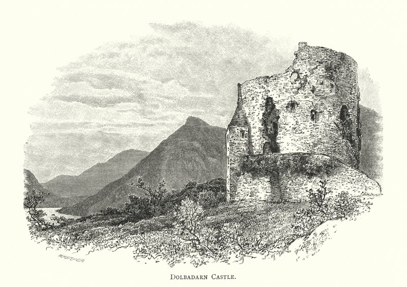 Kasteel van Dolbadarn (gravure) door English School