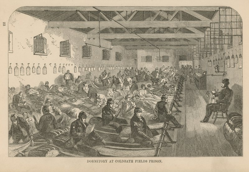 Slaapzaal in de Coldbath Fields Prison door English School