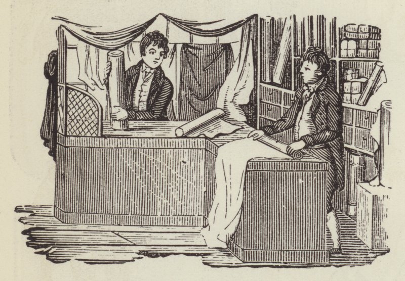Linnenwinkel (gravure) door English School