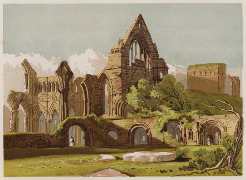 Dryburgh Abbey (kleur litho) door English School