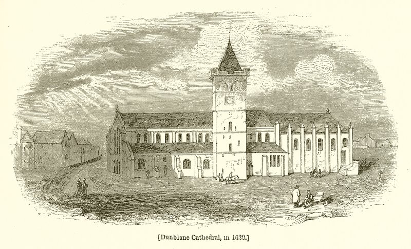 Kathedraal van Dunblane in 1620 door English School
