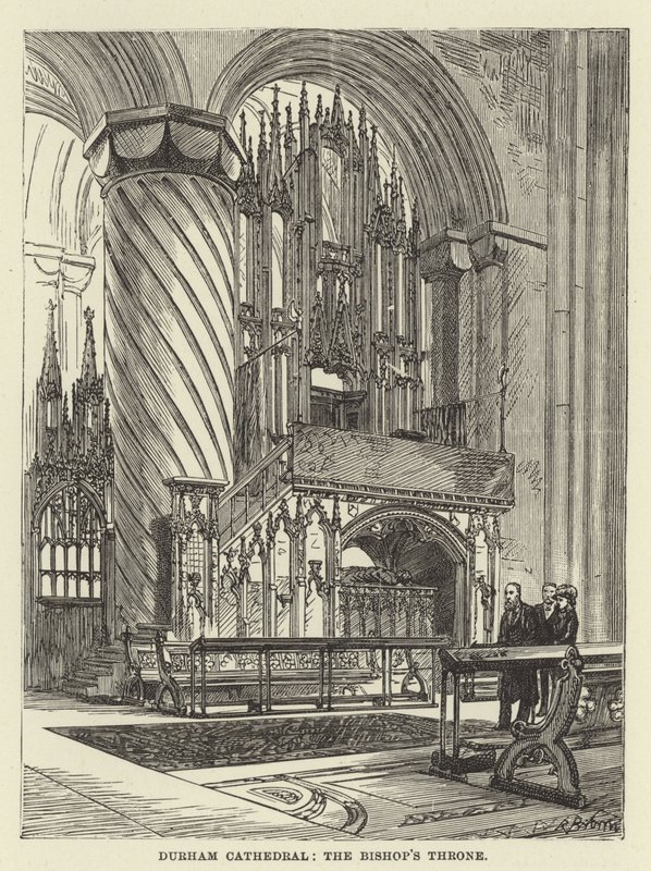 Durham Kathedraal, de bisschopstroon door English School