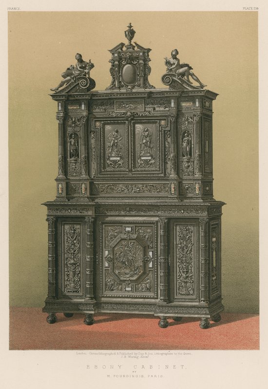 Ebbenhouten kabinet door M Fourdinois, Parijs door English School