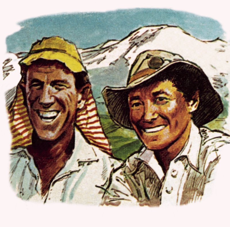 Edmund Hilary en Sherpa Tenzing door English School