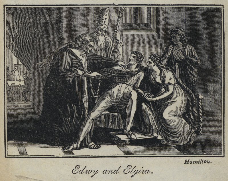 Edwy en Elgiva (gravure) door English School