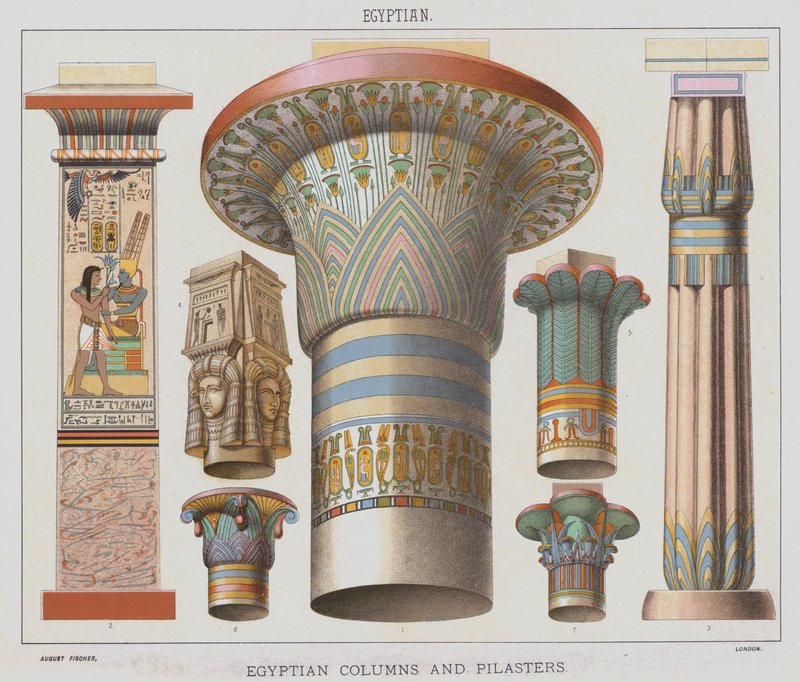 Egyptisch, Egyptische zuilen en pilasters door English School