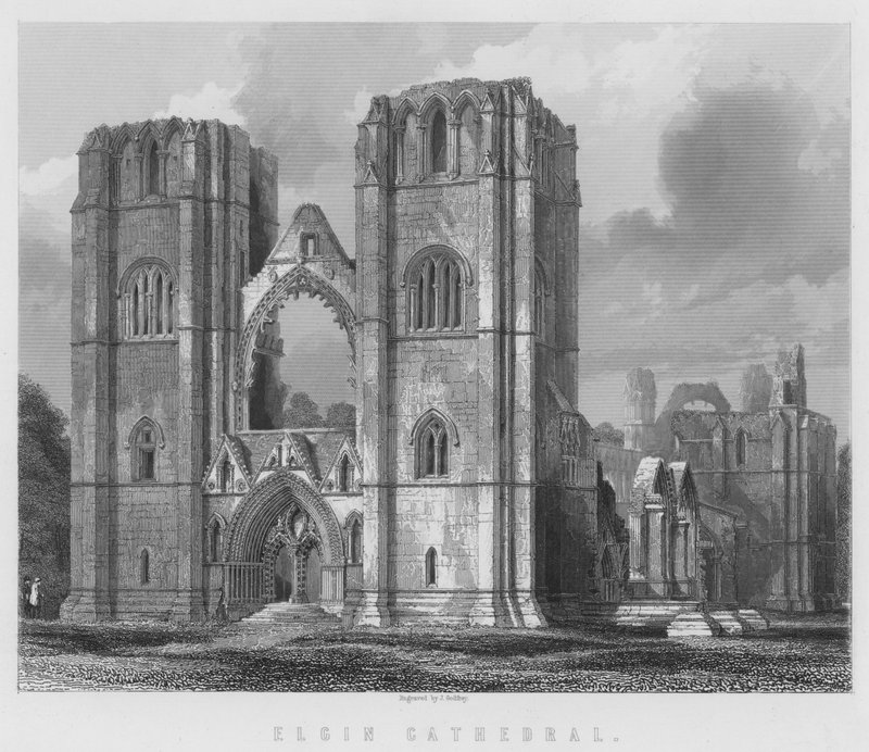Elgin Cathedral (gravure) door English School