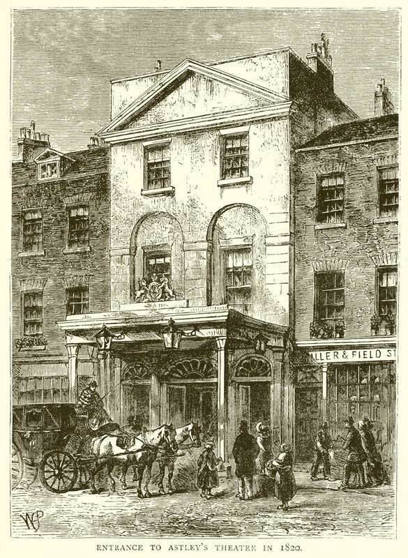 Ingang van Astleys Theater in 1820 door English School