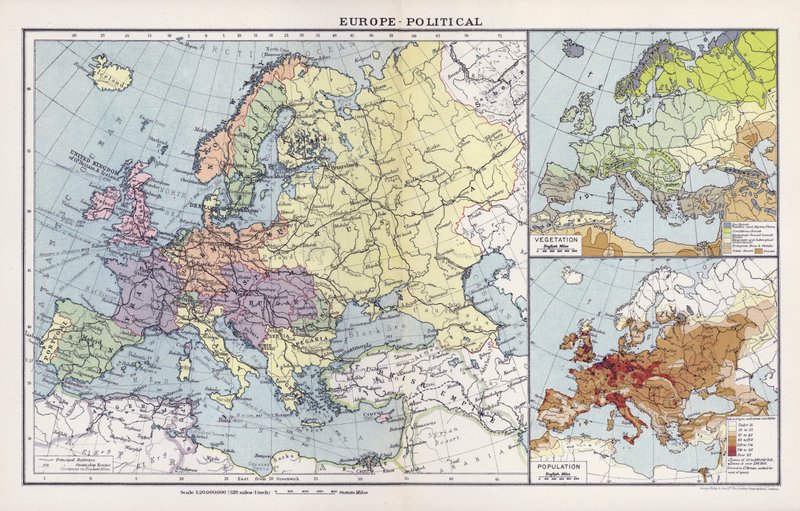 Europa, politiek (kleur litho) door English School
