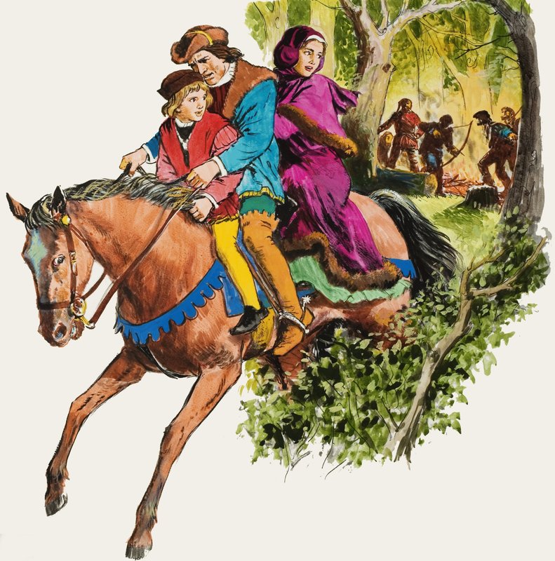 Familie op een paard door English School