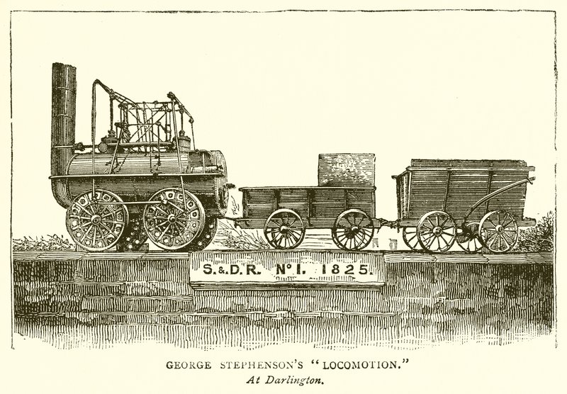 George Stephensons Locomotion. Bij Darlington door English School