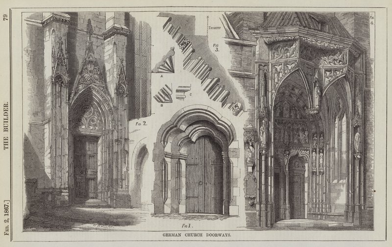 Duitse Kerkdeuren (gravure) door English School