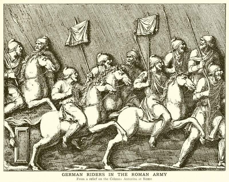 Duitse Ruiters in het Romeinse Leger door English School