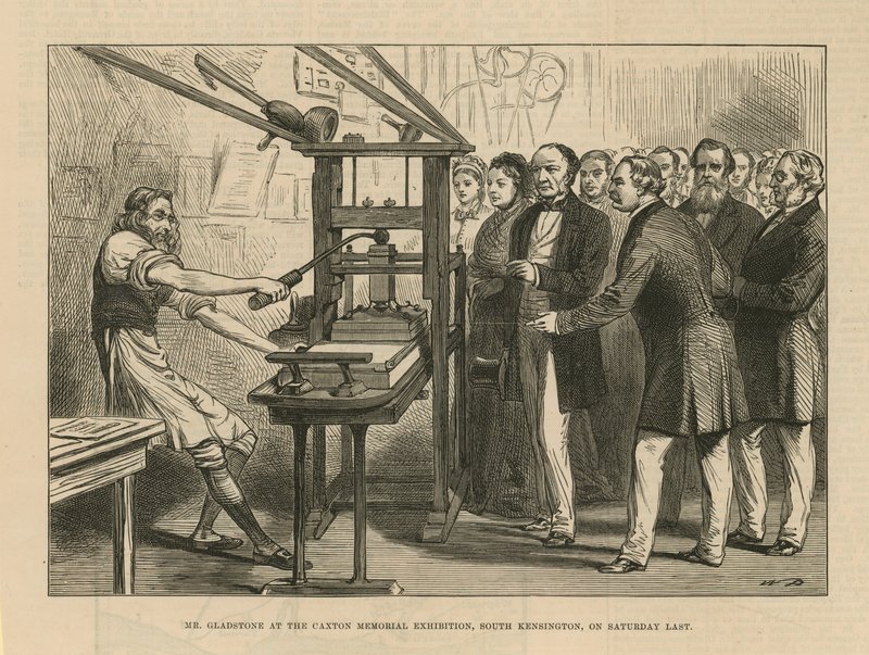 Gladstone op de Caxton Memorial tentoonstelling door English School