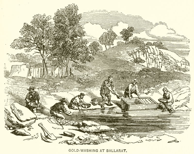 Goudwassen in Ballarat door English School