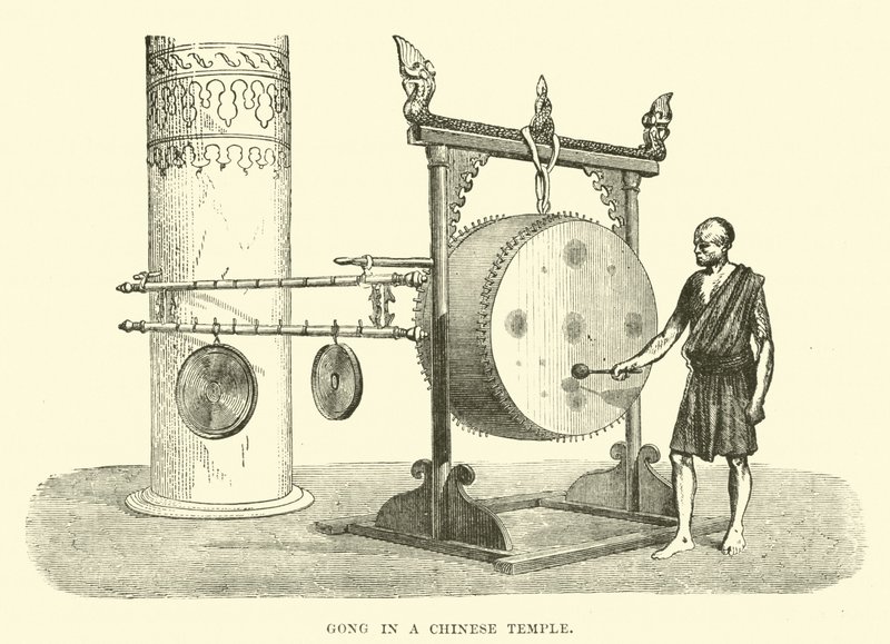 Gong in een Chinese tempel door English School