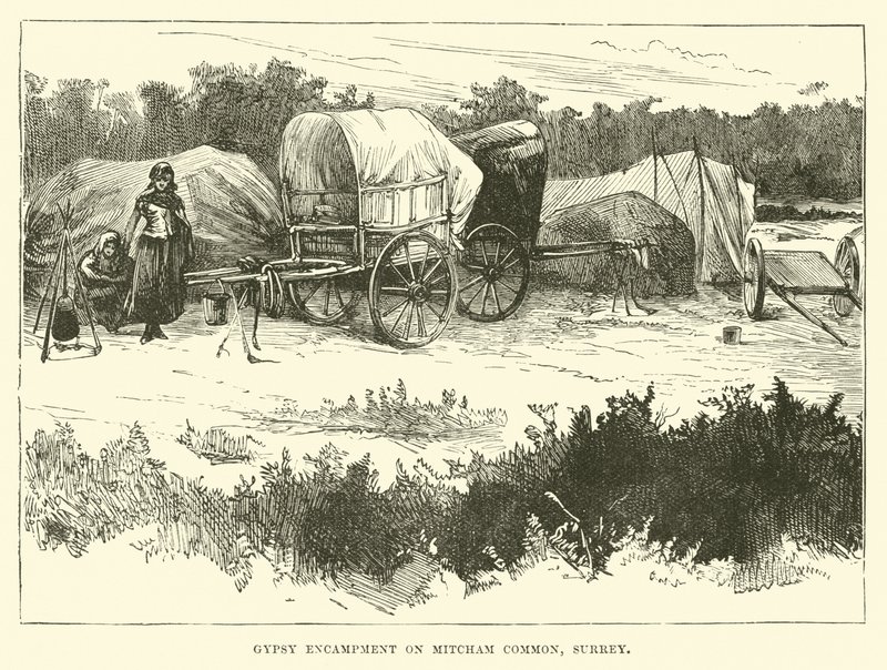 Zigeunerkamp op Mitcham Common, Surrey door English School