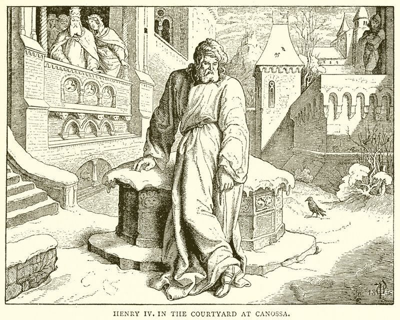 Hendrik IV in de binnenplaats van Canossa door English School
