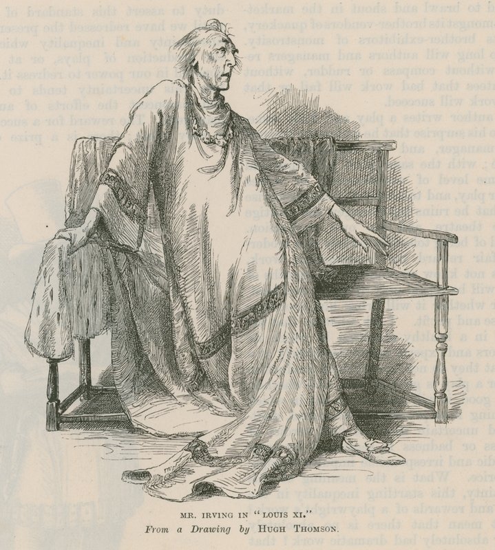 Henry Irving, acteur, in Louis XI door English School