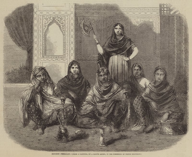 Hindoe vrouwen (gravure) door English School
