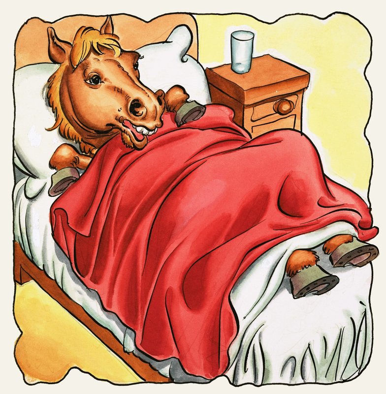 Paard in bed door English School