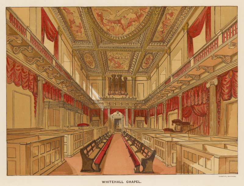 Interieur van Whitehall Chapel door English School