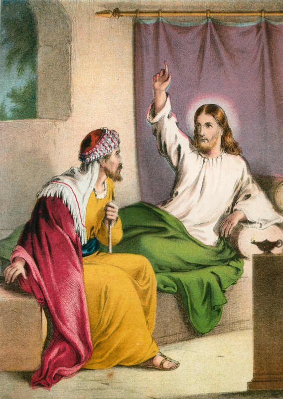 Jezus Christus en Nicodemus door English School