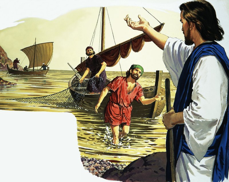 Jezus Christus met vissers door English School