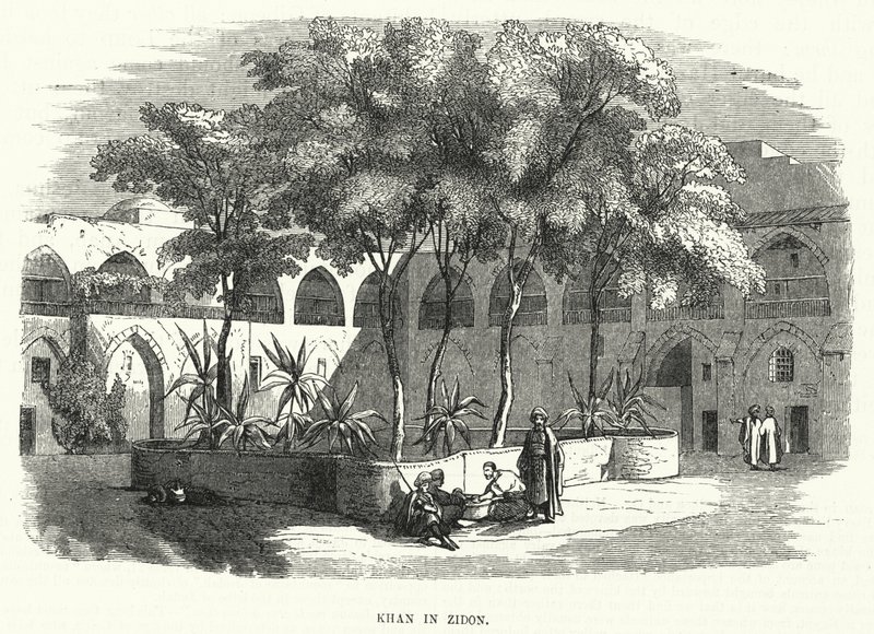 Khan in Zidon (gravure) door English School
