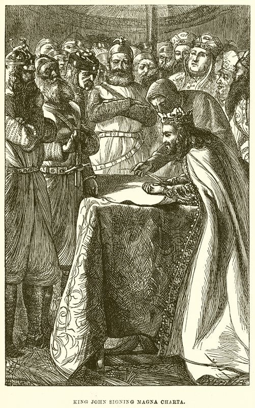 Koning Jan ondertekent de Magna Charta door English School