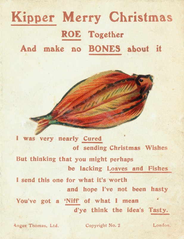 Kipper (vis), kerstkaart door English School
