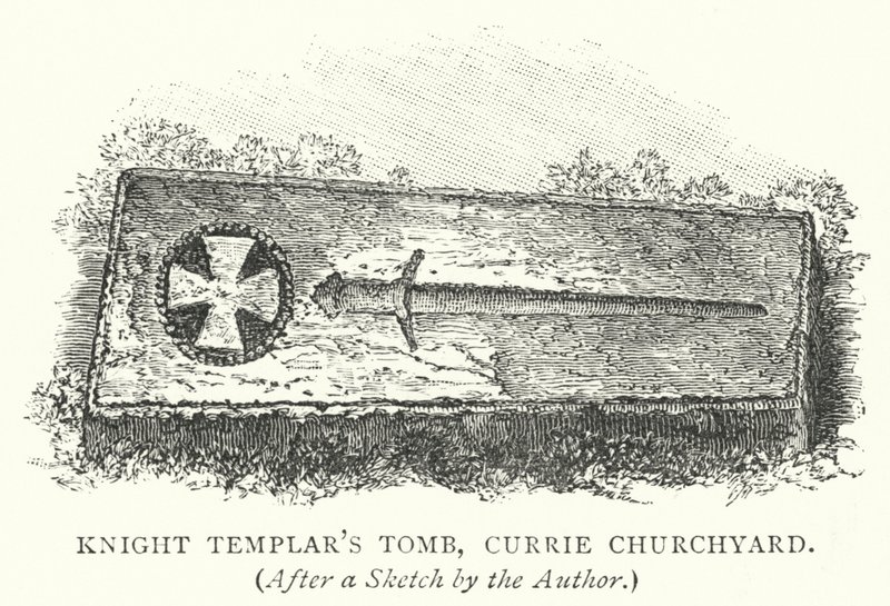 Graf van de Tempeliers, Currie Churchyard (gravure) door English School