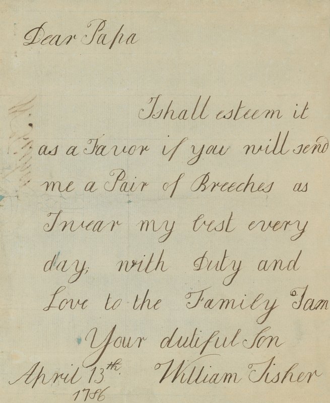 Brief van William Fisher (handtekening) door English School