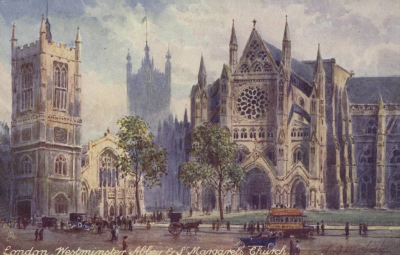 Londen, Westminster Abbey en St. Margarets Kerk door English School