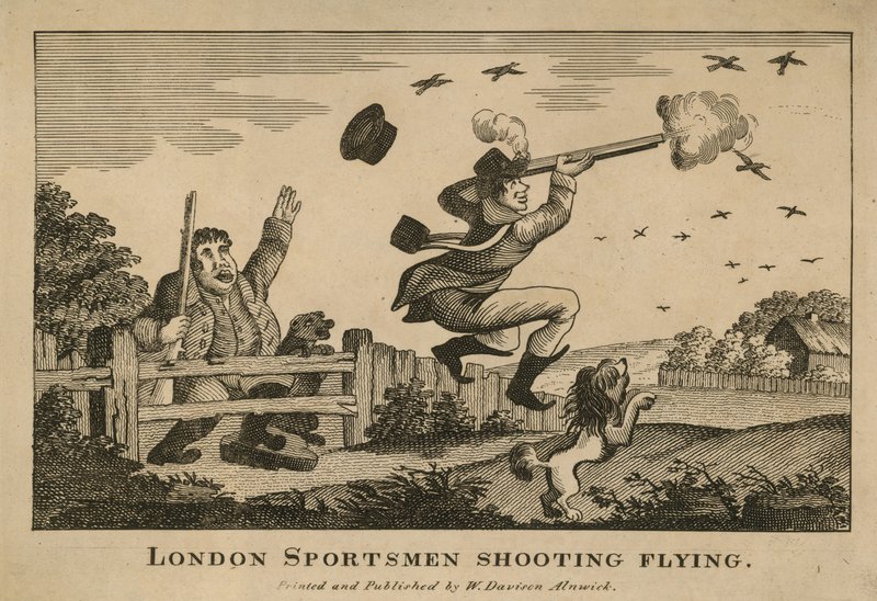 Londense sporters die op duiven schieten door English School