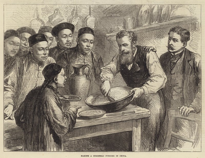 Het maken van een kerstpudding in China door English School