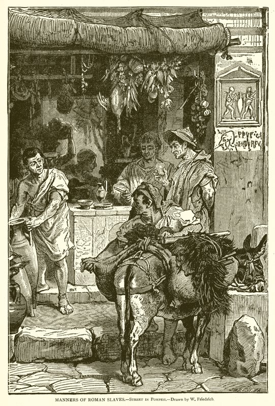 Manieren van Romeinse slaven. Straat in Pompeii door English School