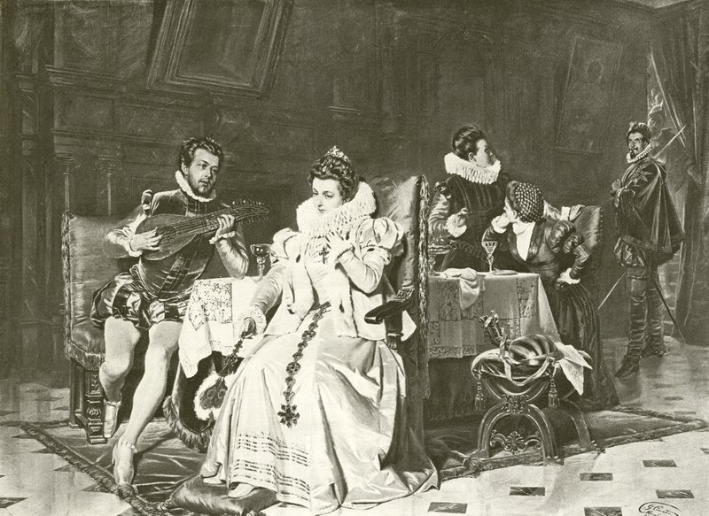 Mary Stuart en Rizzio door English School