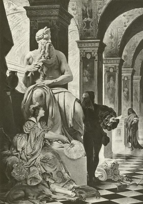 Michael Angelo en Vittoria Colonna (gravure) door English School